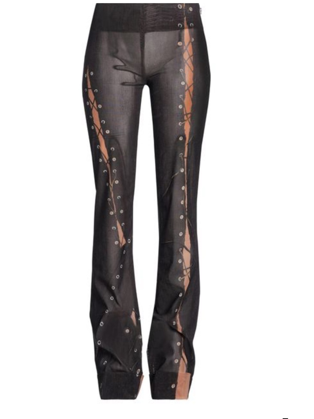 Acne Studios dark semi Sheer Lace-Up Panel extra Flared Pants Sz XS worn 2x